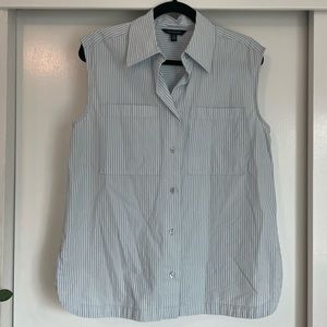 NEVER WORN Banana Republic White/Blue Striped Button Down Tank